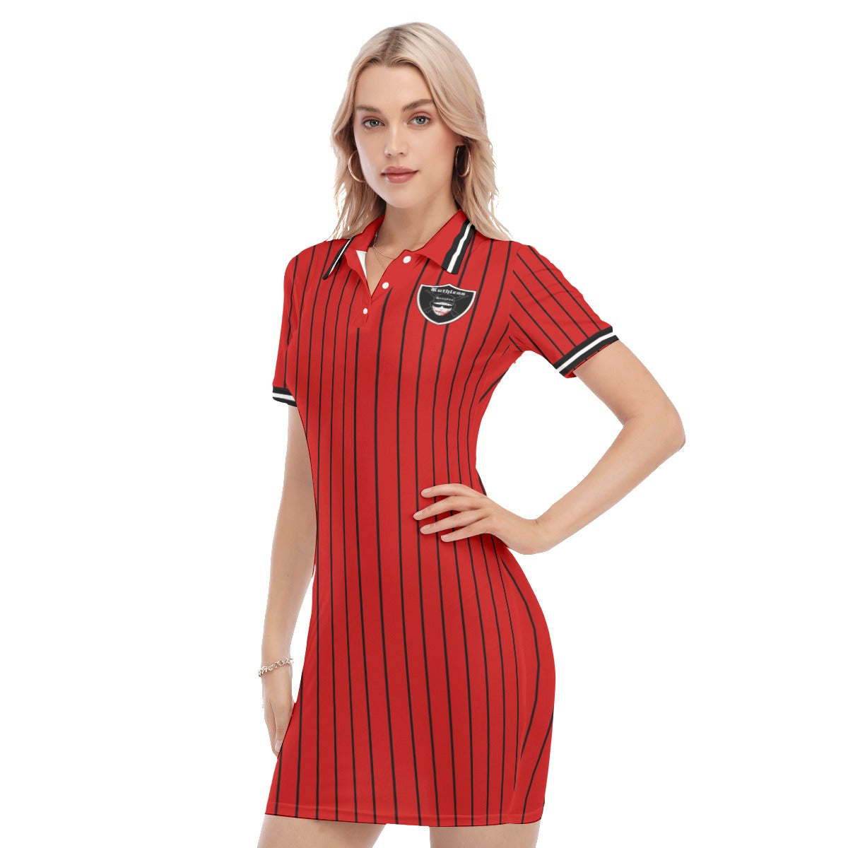 EAZY-E RUTHLESS RED Women's Polo Collar Dress