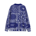 BANDANA MIX NAVY Unisex V-neck Cardigan With Button Closure