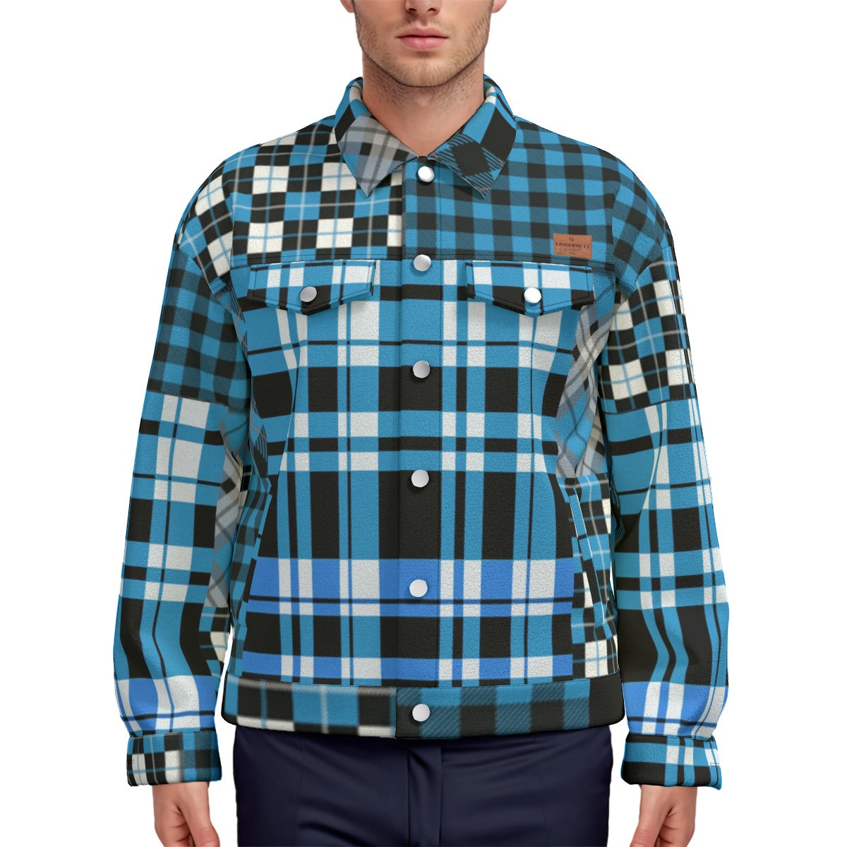 FLEXIN PLAID TRQSE Unisex Lapel Jacket  Cotton