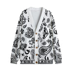BANDANA PAISLEY WHT Unisex Cardigan With Button Closure