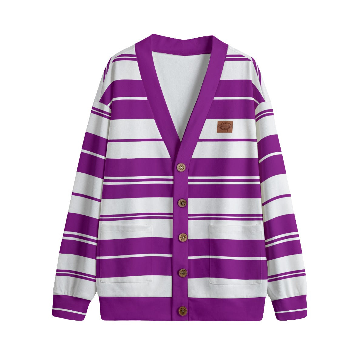 STRIPE UP GRAPES Unisex V-neck Cardigan With Button Closure