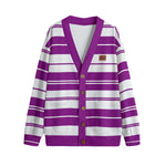 STRIPE UP GRAPES Unisex V-neck Cardigan With Button Closure