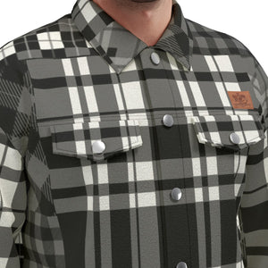 FLEXIN PLAID GREY Unisex Lapel Jacket Cotton