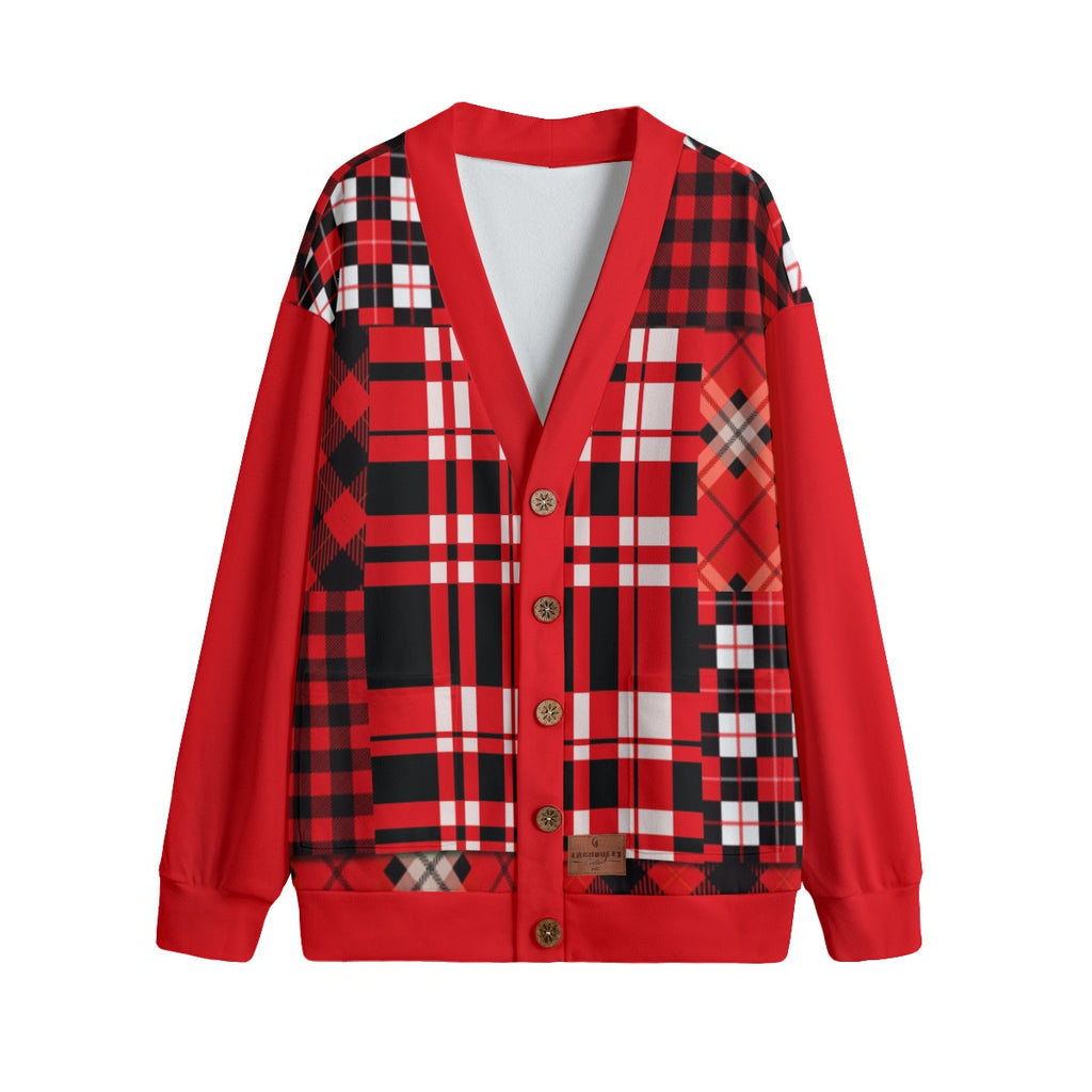 FLEXIN FLANNEL RED Unisex  Cardigan With Button Closure