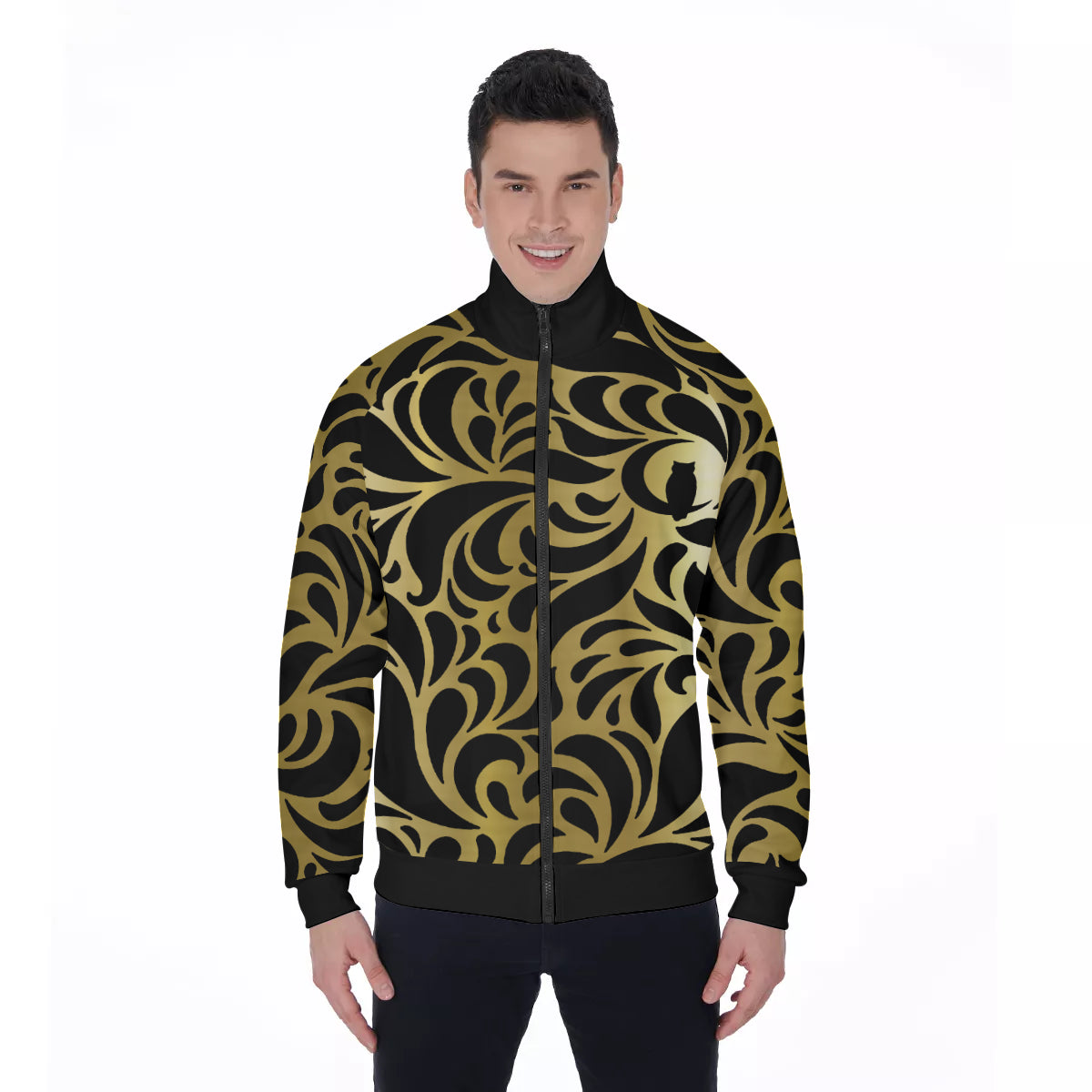 GORGEOUS LEAF GOLD Men's Stand Collar Jacket