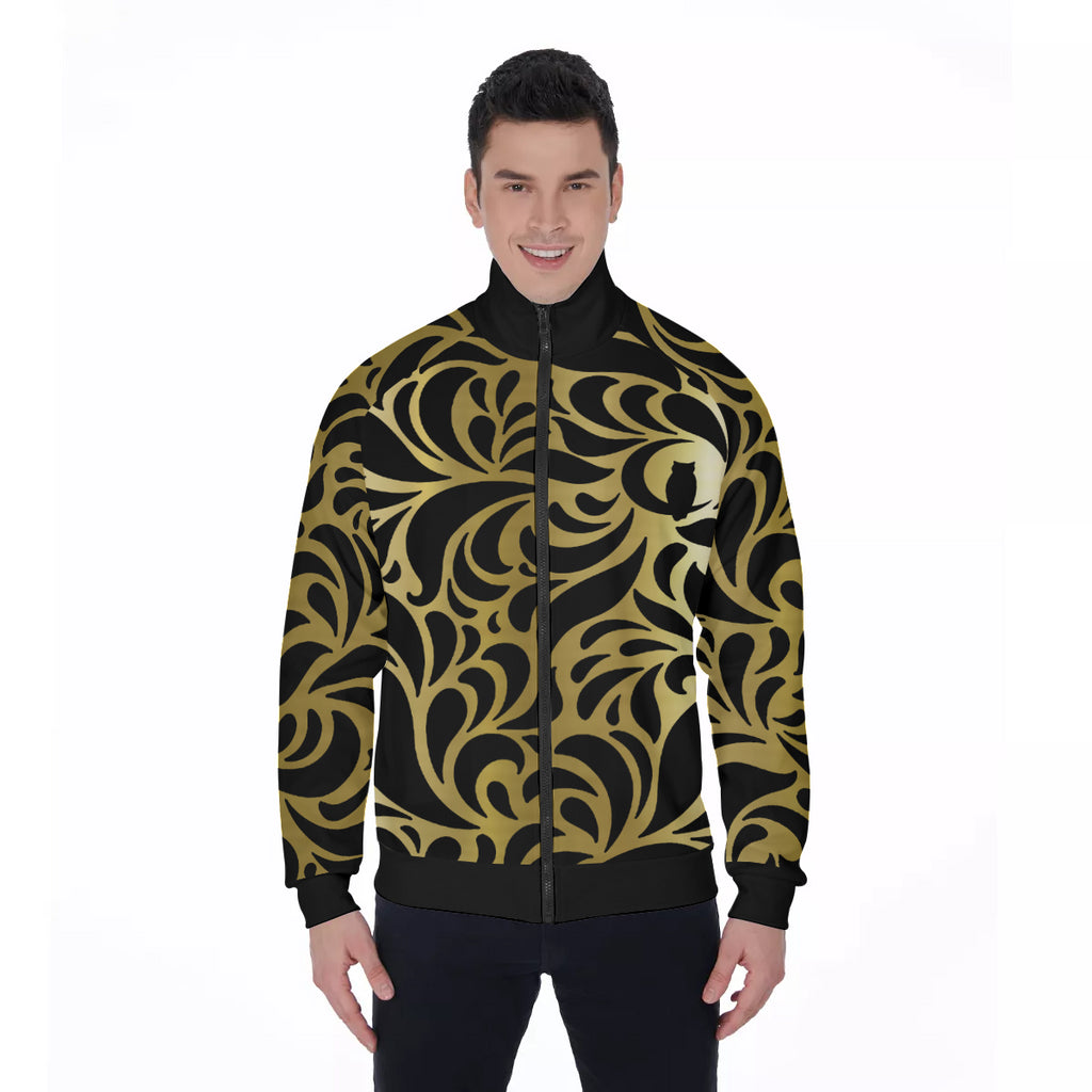 GORGEOUS LEAF GOLD Men's Stand Collar Jacket
