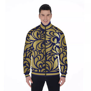 GORGEOUS LEAF BLUE Men's Stand Collar Jacket