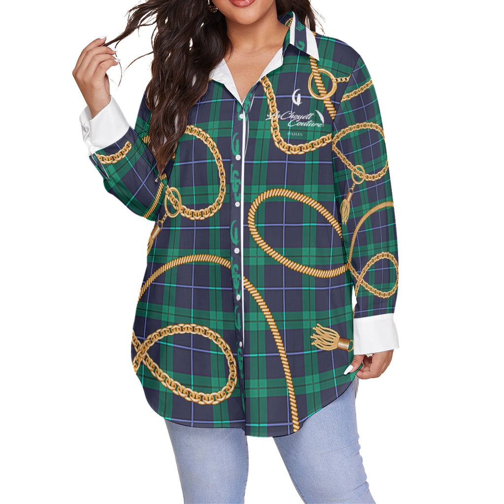 PLAID IN GOLD Women's Shirt With Long Sleeve