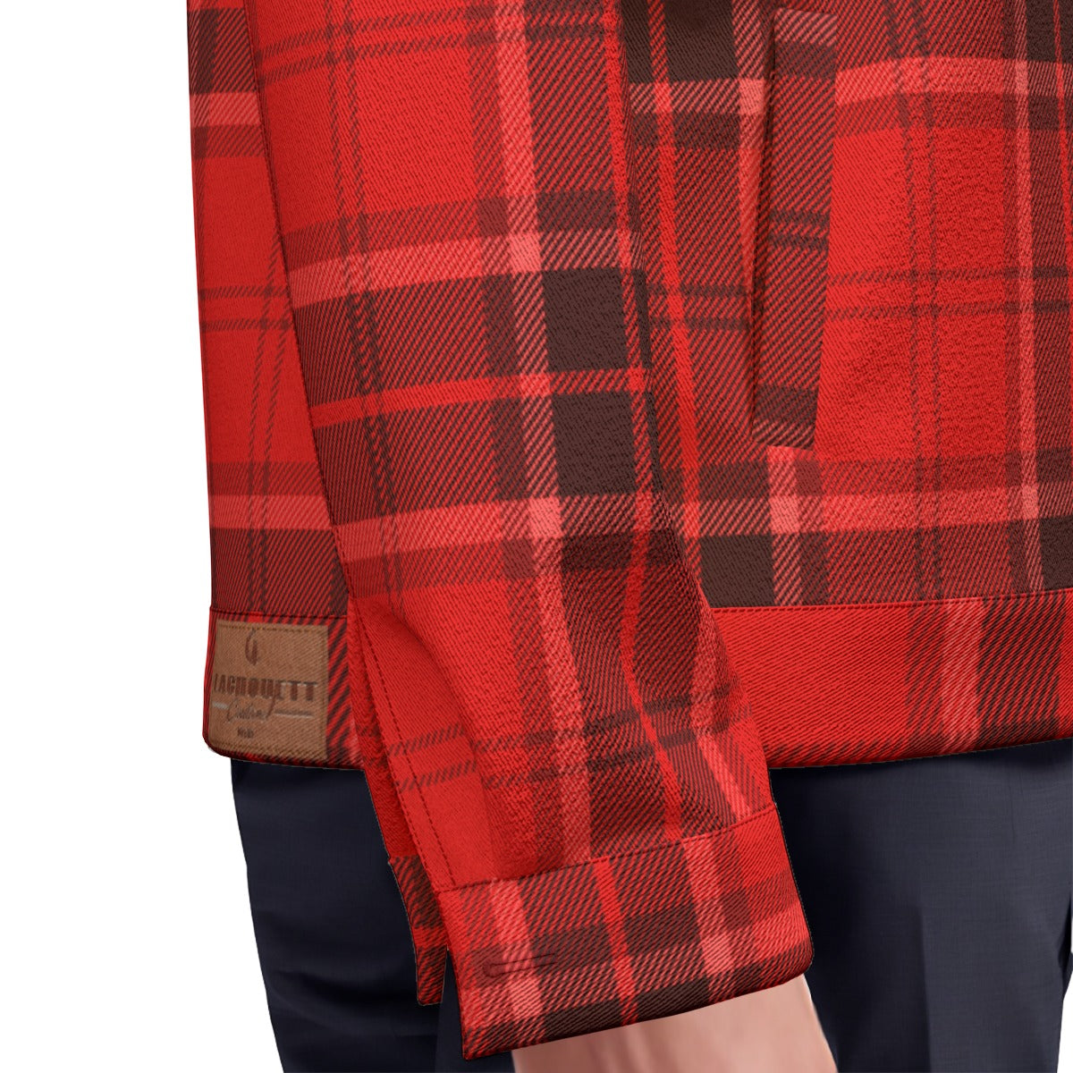 PLAID STYLE RED Unisex Lapel Jacket Cotton