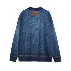 LCC DENIM JEANS Unisex V-neck Cardigan With Button Closure