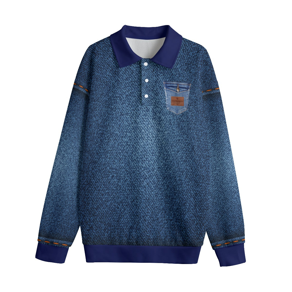 LCC Denim Unisex Lapel Collar Sweater