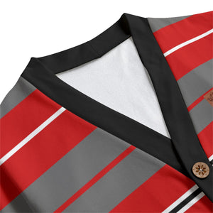 STRIPE UP BLOODYBLC Unisex V-neck Cardigan With Button Closure