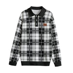 PLAID STYLE WHT Unisex Lapel Collar Sweater