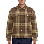 PLAID STYLE BRWN Unisex Lapel Jacket Cotton