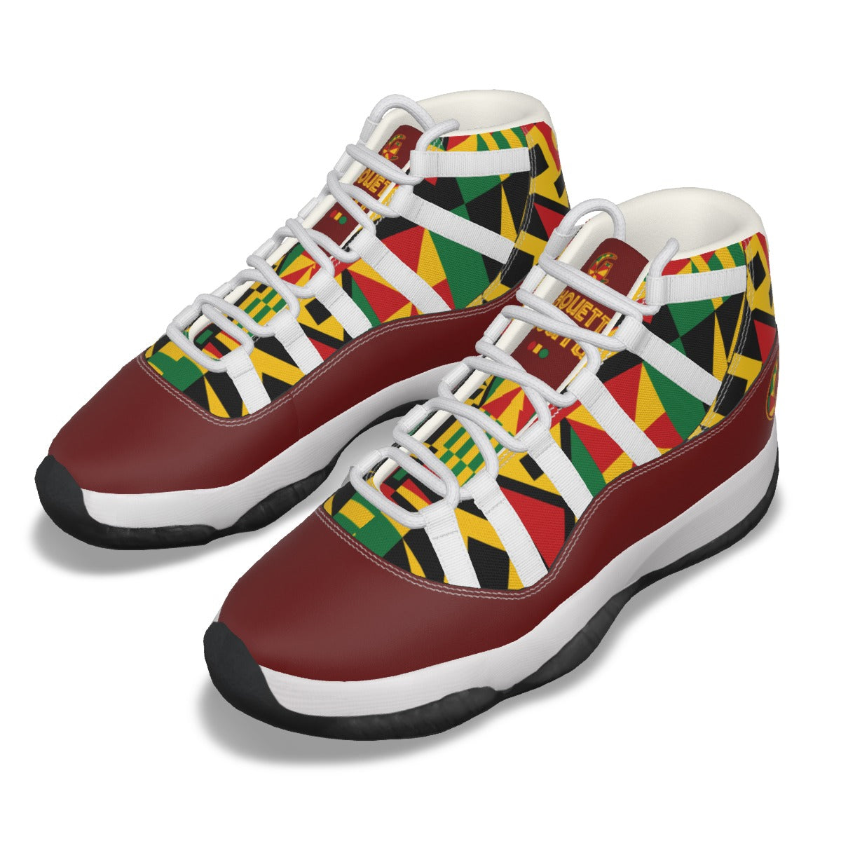 KENTE BUTAN RED High Top Basketball Shoes