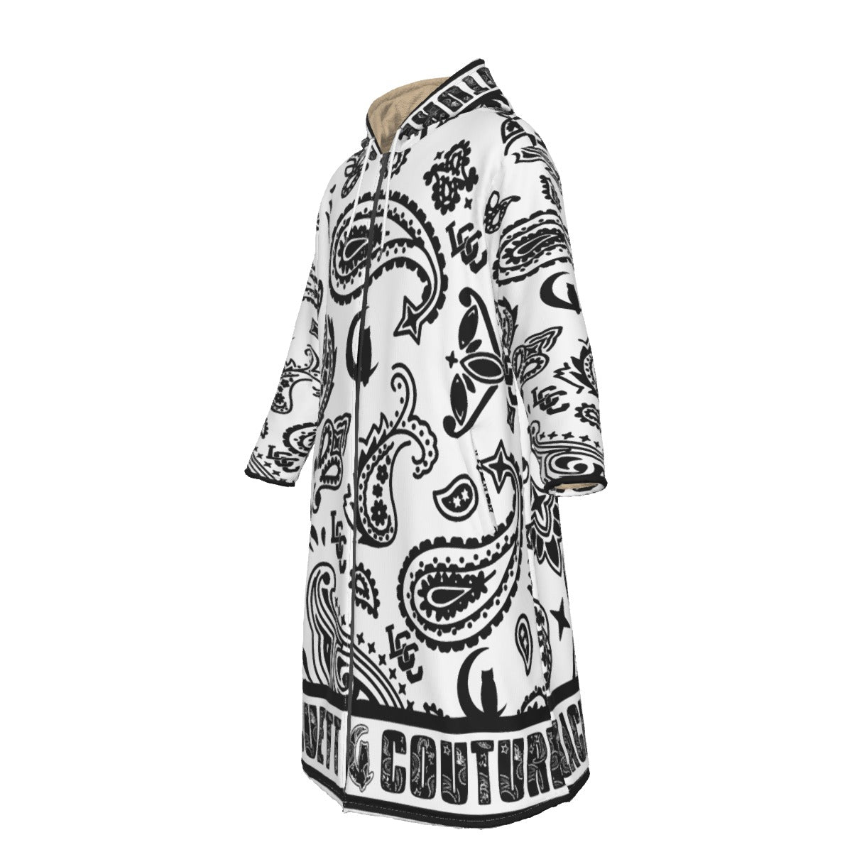 BANDANA PAISLEY WHT Long Fleece Zip Up Windbreaker