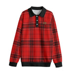 PLAID STYLE RED Unisex Lapel Collar Sweater