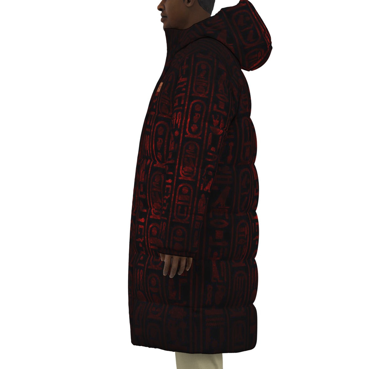 HIEROGLYPH RED Unisex Long Down Jacket