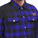 DUSTY PLAID BLUE Unisex Lapel Jacket Cotton