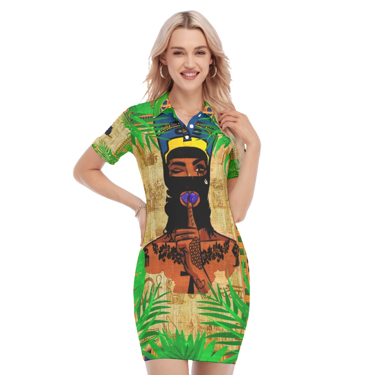 SKI MASK KWEEN Women's Polo Collar Dress