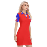 WESTSIDE BI-COLOR Women's Polo Collar Dress