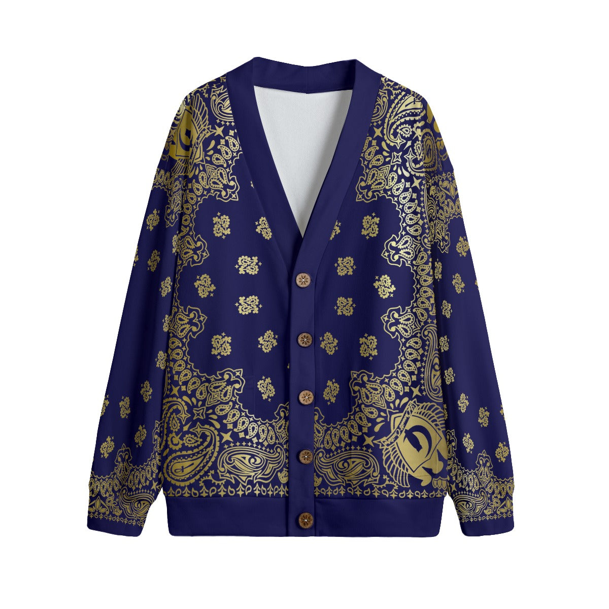 BANDANA  GLDNAVY Unisex V-neck Cardigan With Button Closure