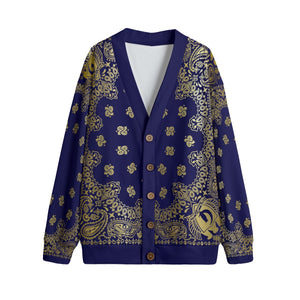 BANDANA  GLDNAVY Unisex V-neck Cardigan With Button Closure