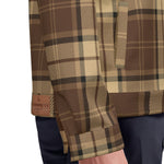 PLAID STYLE BRWN Unisex Lapel Jacket Cotton