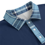 PLAID STYLE BLUE1 Unisex Lapel Collar Sweater