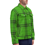 PLAID STYLE GREEN Unisex Lapel Jacket Cotton
