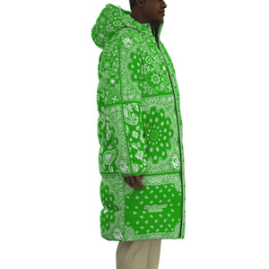 BANDANA MIX GREEN Unisex Long Down Jacket