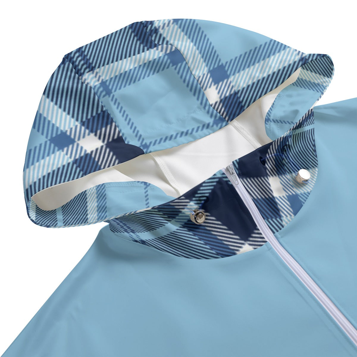 PLAID STYLE BLUE Unisex Jacket With Zipper