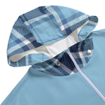 PLAID STYLE BLUE Unisex Jacket With Zipper