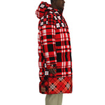 FLEXIN PLAID RED Unisex Long Down Jacket