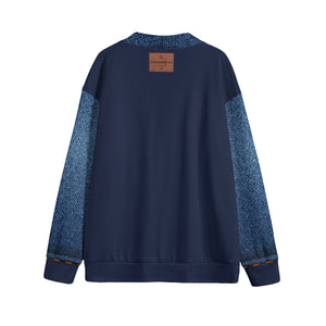 LCC DENIM BLEU NAVY Unisex V-neck Cardigan With Button Closure