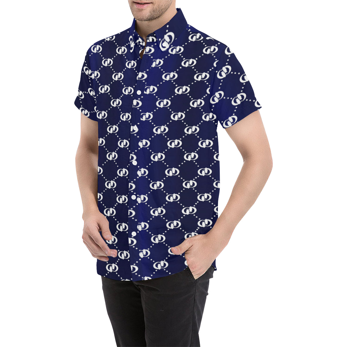 EXCELLENCE BLWHT Men's All Over Print Short Sleeve Shirt