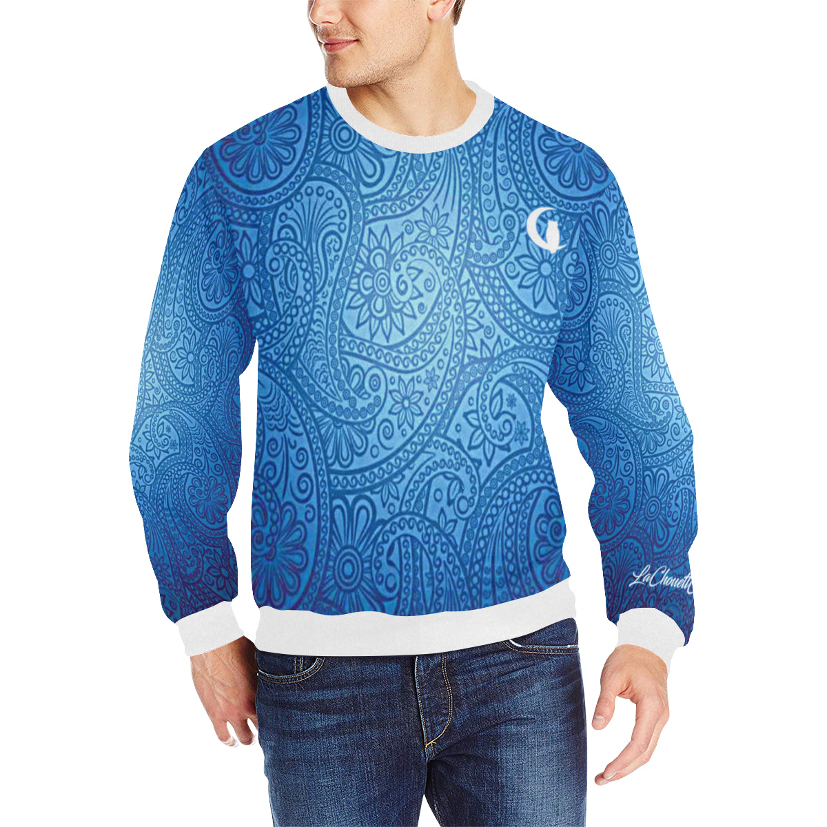 LUXURY GANG Cs' UP Men's Rib Cuff Crew Neck Sweatshirt