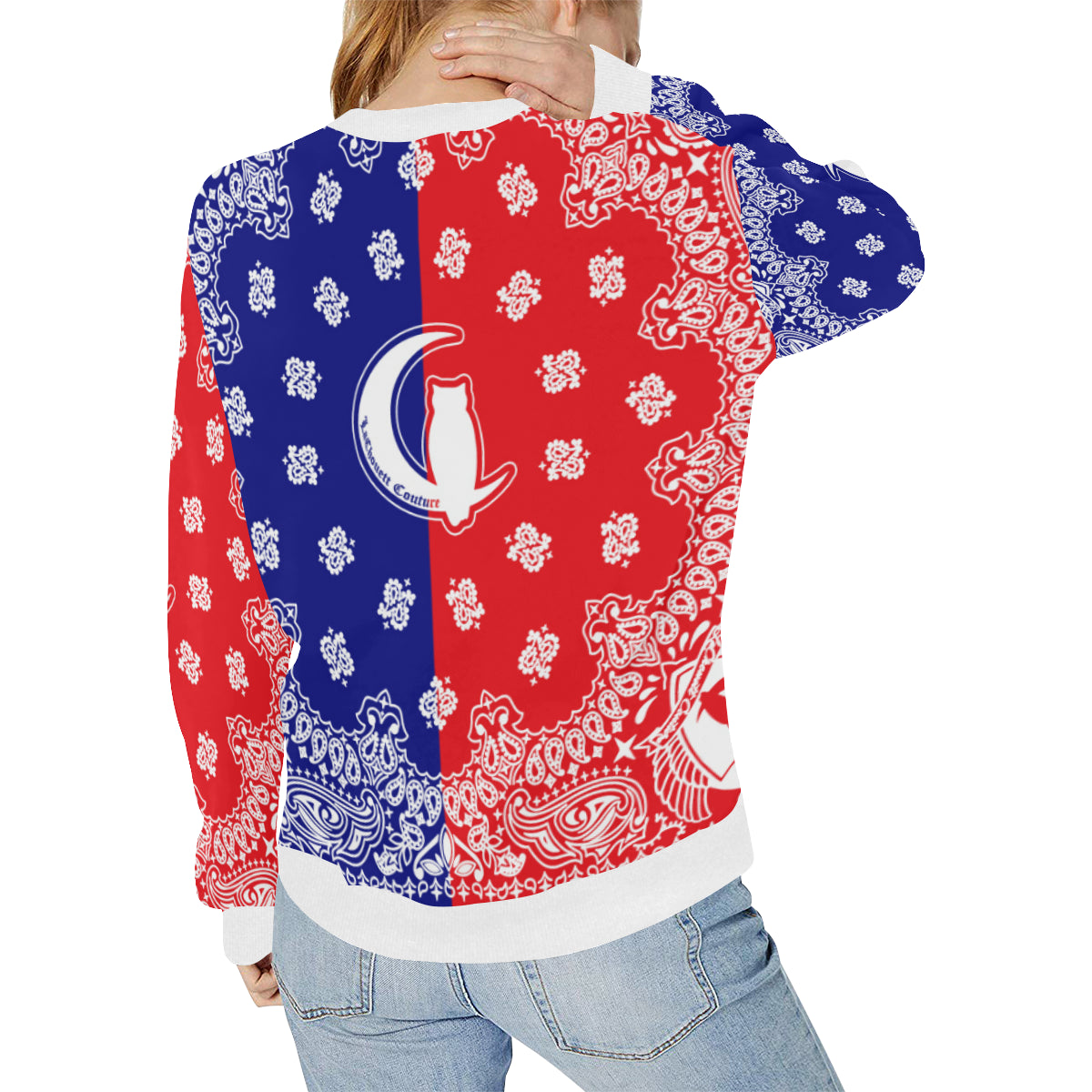 GANG UNITED Women's Rib Cuff Crew Neck Sweatshirt (Model H34)