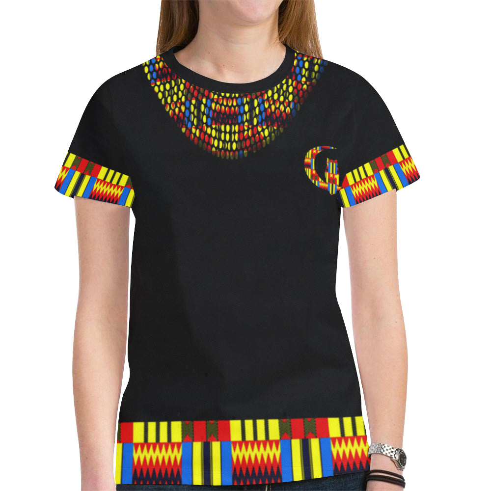 KENTE BLUE New All Over Print T-shirt for Women
