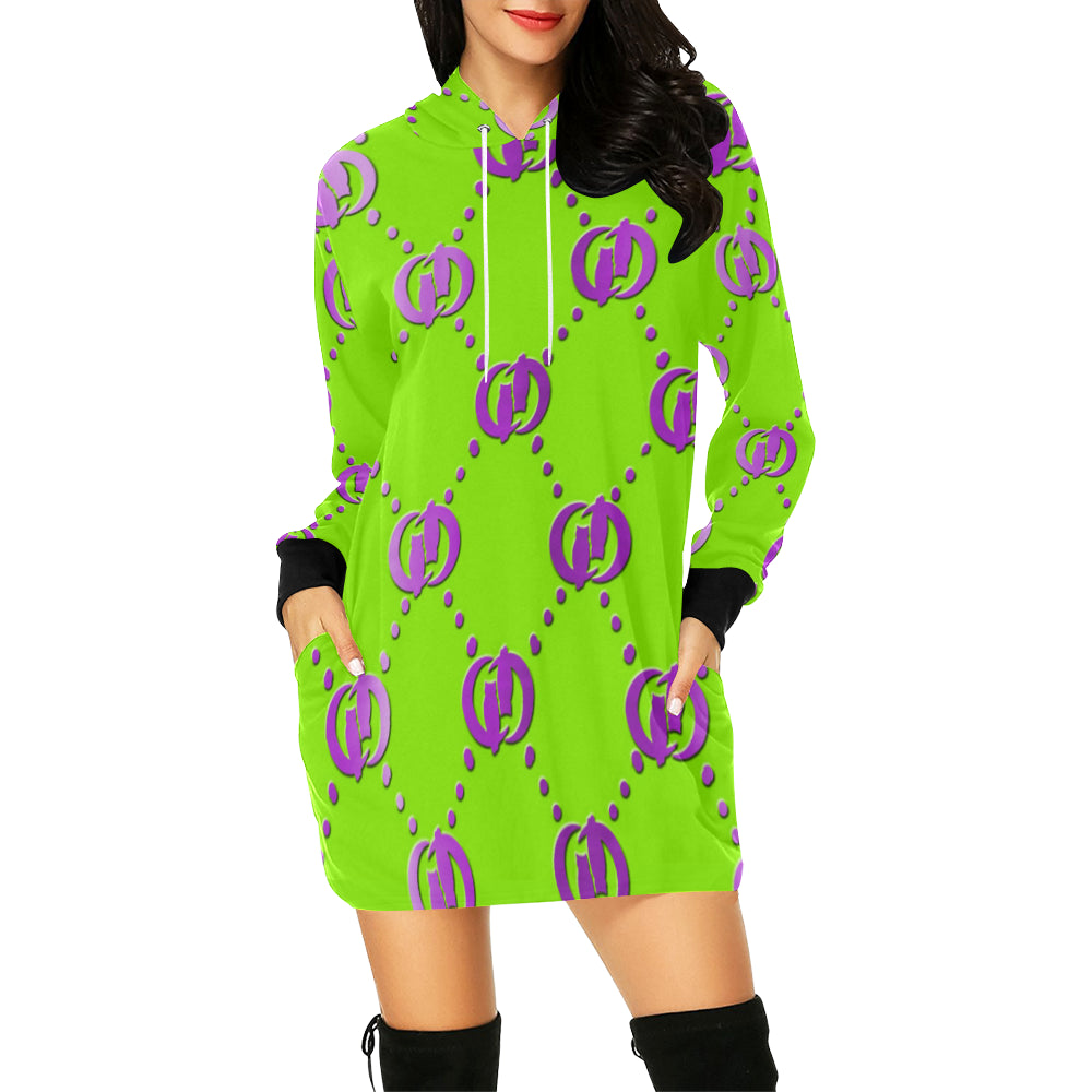 GOODIE GP All Over Print Hoodie Mini Dress