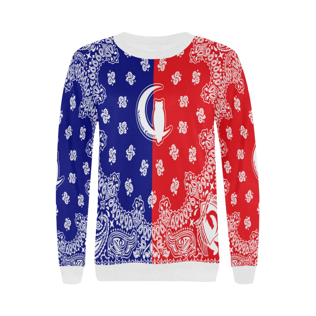 GANG UNITED Women's Rib Cuff Crew Neck Sweatshirt (Model H34)