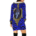 PRIVILEGE BLUE All Over Print Hoodie Mini Dress