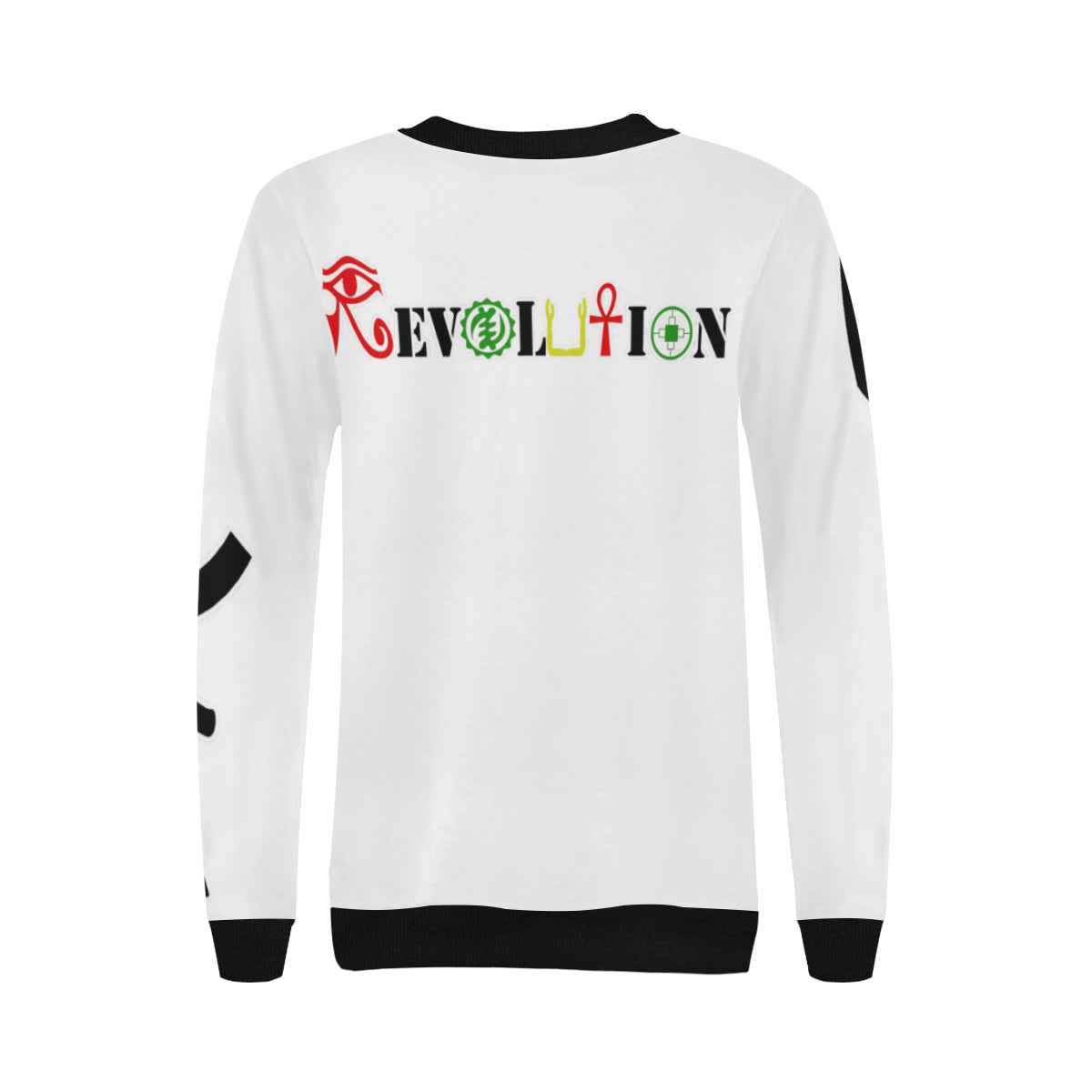 REVOLUTION Women's Rib Cuff Crew Neck Sweatshirt (Model H34)