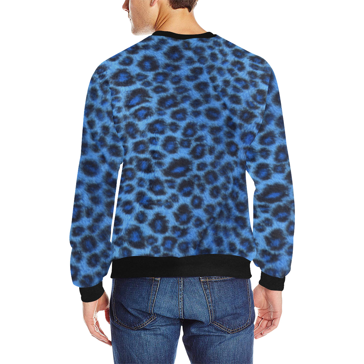 BLUE TIGER SKIN Men's Rib Cuff Crew Neck Sweatshirt