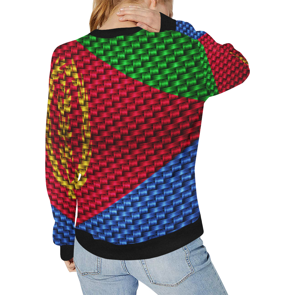 ERITREA FLAG Women's Rib Cuff Crew Neck Sweatshirt (Model H34)