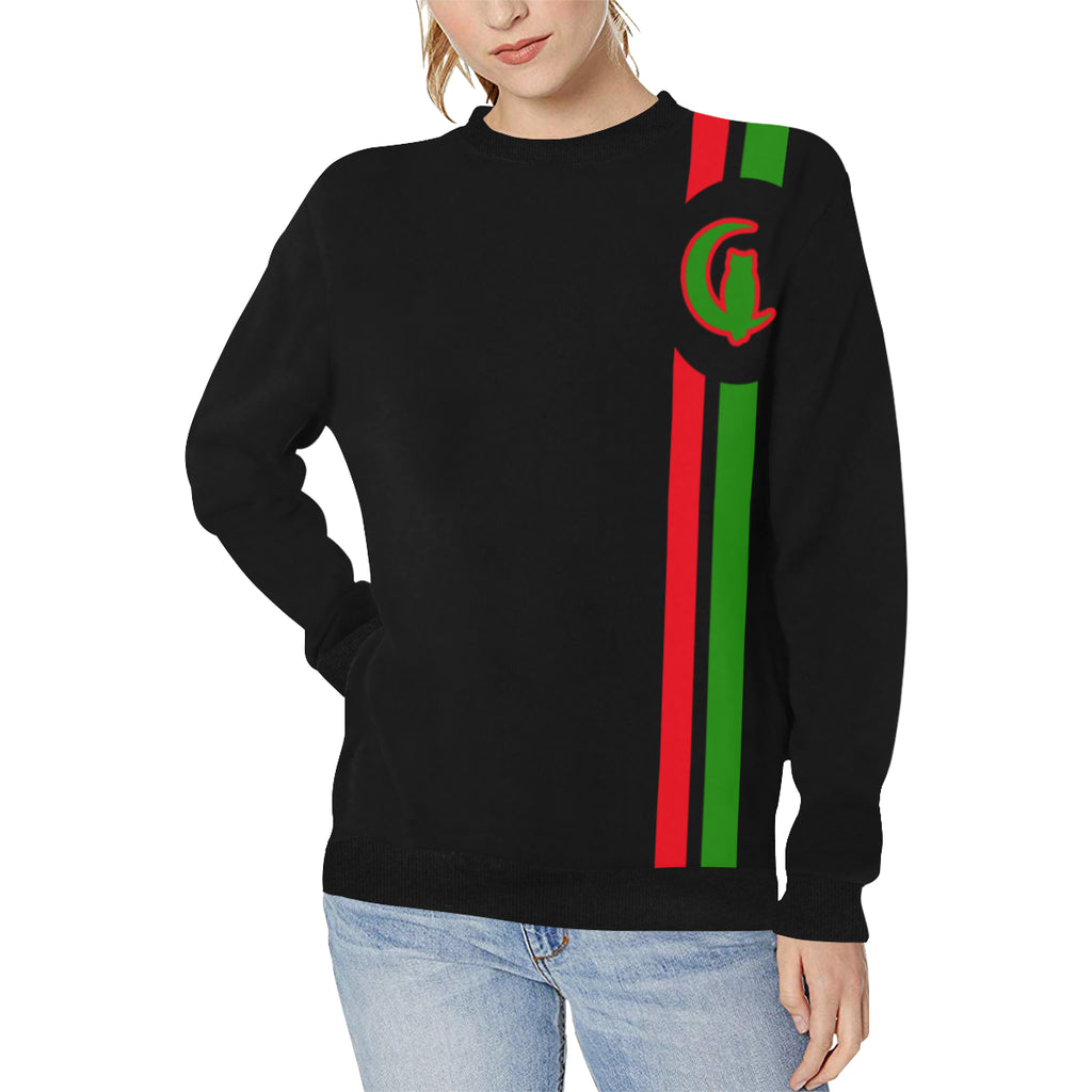 FRESH UP NUBIAN Women's Rib Cuff Crew Neck Sweatshirt (Model H34)