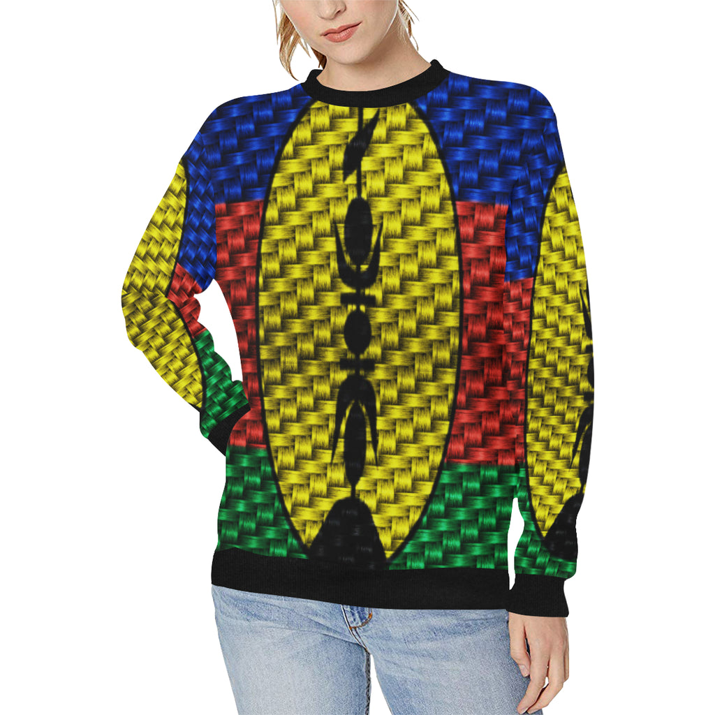 NOUVELLE CALEDONIE FLAG Women's Rib Cuff Crew Neck Sweatshirt (Model H34)