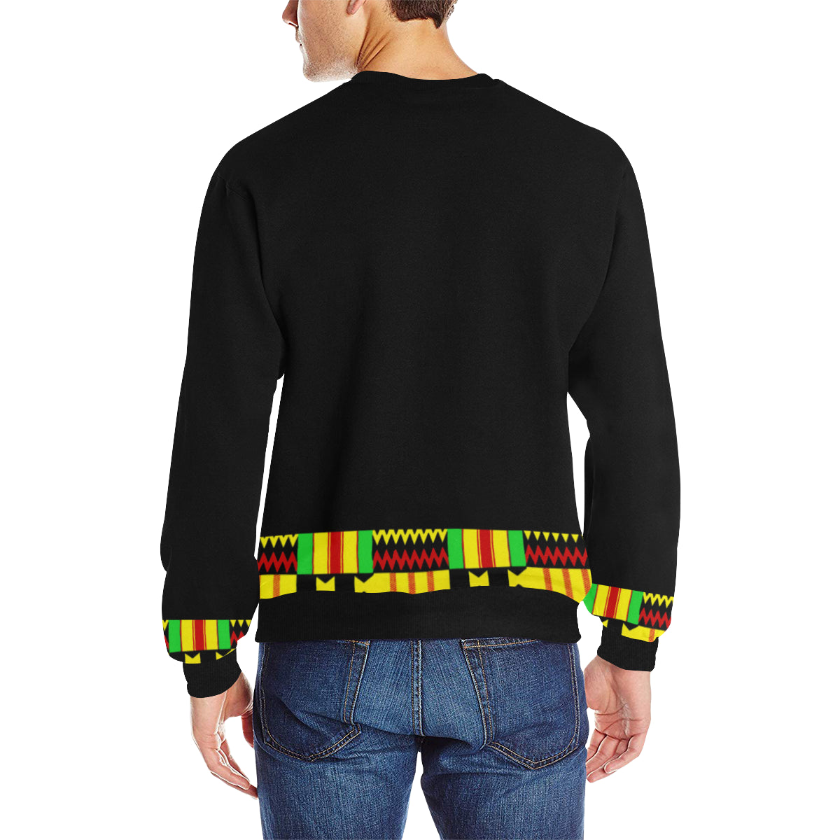 KENTE RAS STRASS Men's Rib Cuff Crew Neck Sweatshirt
