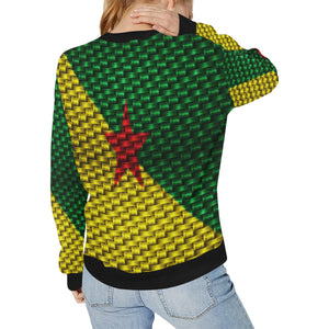 YANA FLAG Women's Rib Cuff Crew Neck Sweatshirt (Model H34)