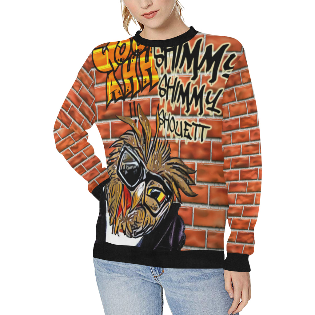 WOOH AHH Women's Rib Cuff Crew Neck Sweatshirt (Model H34)